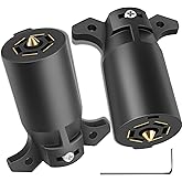 LRFJUFI 2 Pack 7 Pin Trailer Plug, Waterproof Heavy-Duty 7 Way Trailer Plug | 7 Way Trailer Light Plug Connector with Brass Terminals, 7-Prong Trailer Plug, Easy Install for RVs, Trailers, Boat Trailers