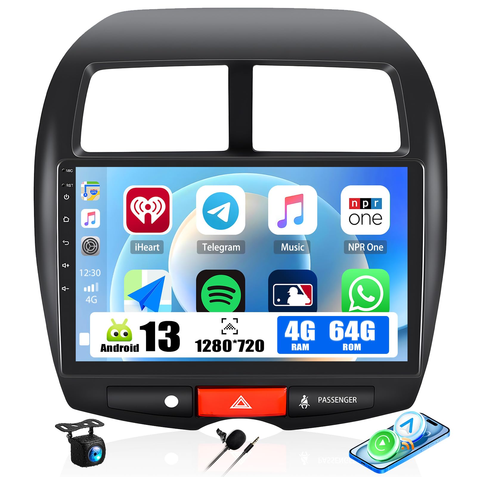 Photo 1 of [4+64G] Android 13 Car Stereo for Mitsubishi Outlander Sport 2011-2017/ASX 2013-2015/RVR 2011-2017 with Wireless Carplay,10.1 Inch Car Radio with Mirror Link Bluetooth FM/RDS WiFi GPS EQ DSP SWC