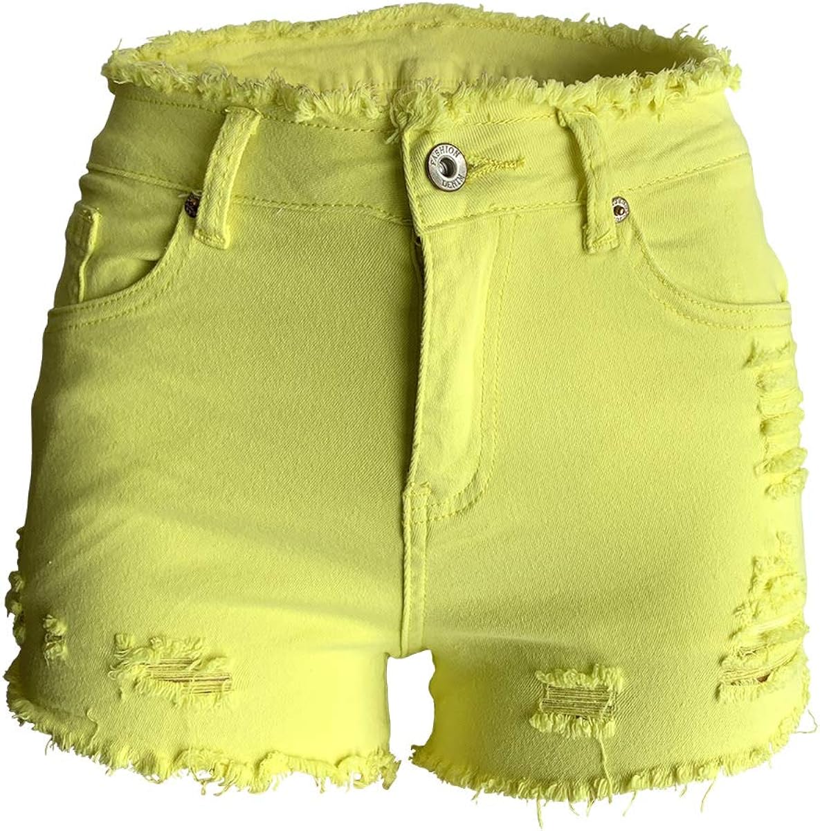 yellow ripped shorts