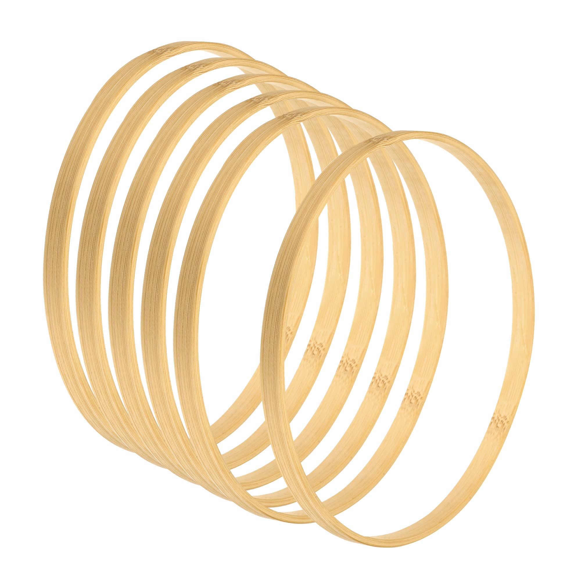 PATIKIL 6.7 Inch Wooden Bamboo Floral Hoop, 6Pack Craft Rings for DIY Wedding Wreath Decor, Dream Catcher and Hanging Crafts