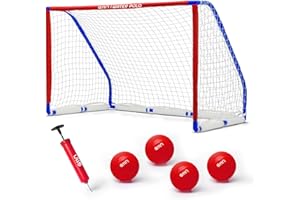 A11N Sports Floating Water Polo Goal Set – Large 4.7ft x 3.1ft Pool Net with 4 Balls – Fun Summer Backyard & Pool Game - Blue & Red