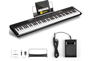 Artesia Portable 88 Key Weighted Keyboard Piano, 88-Key Digital Piano Keyboard with Full-Size Velocity Sensitive Keys, Electric Keyboard Piano including Sustain Pedal & Live Piano Lessons and Melodics