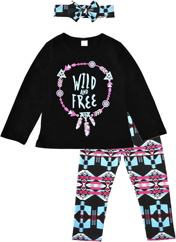 Little Girls 3Pcs Set Long Sleeve Shirts Tops + Floral