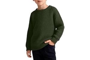 LessonZoo Boys' Waffle Sweater Thermal Thick Chunky Knit Tops 5-13 Years Crewneck Long Sleeve Shirts Casual Kids Pullover