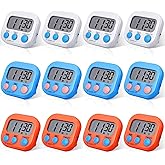 12 Pack Digital Kitchen Timer Large LCD Display Loud Alarm Strong Magnetic Stand, Minute Seconds Count Up Countdown and Simpl