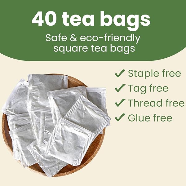 TROPICAL TEAHOUSE 40 PURE MORINGA TEA BAGS – 2.82OZ – NATURAL MORINGA OLEIFERA LEAVES, GLUTEN FREE, CAFFEINE FREE, SUGAR-FREE, ECO-CONSCIOUS PACKAGING WITH BAMBOO TEA TONG