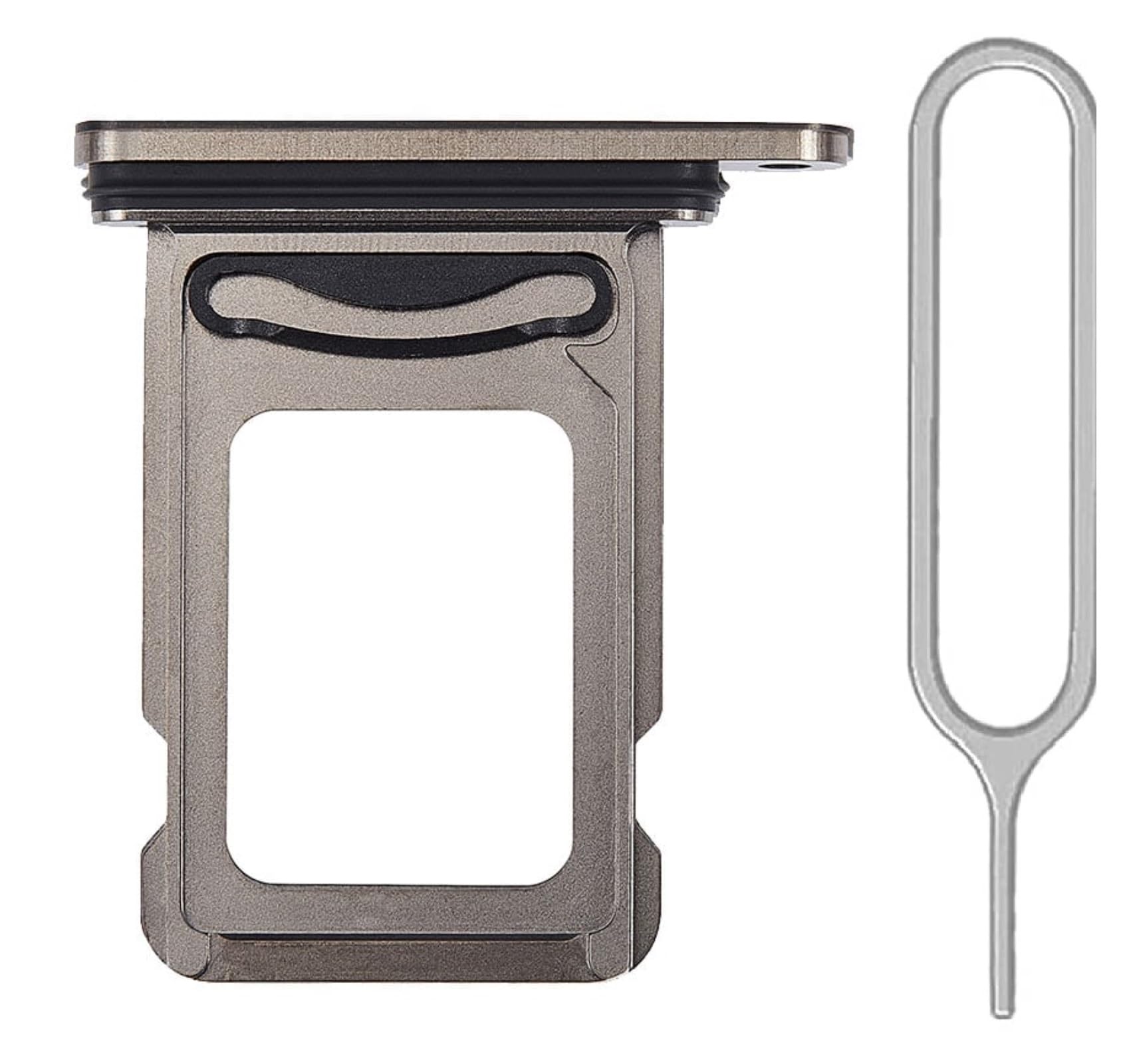 iReplaceParts SIM Tray Replacement Dual Sim Holder Slot Rubber Gasket With Sim Tray Ejector Tool For iPhone 15 Pro (61") & iPhone 15 Pro Max (6.7") (Black)