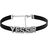 Sacina Yes Sir Cute Choker, Gothic Punk Black PU Leather Choker, Goth Jewelry, Halloween Christmas Jewelry Gift for Women