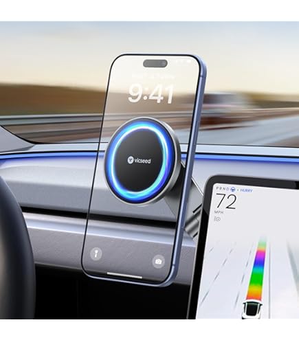 VICSEED Strong Magnetic Phone Mount For Tesla Model 3/Y/Cybertruck - Foldable Hidden Holder