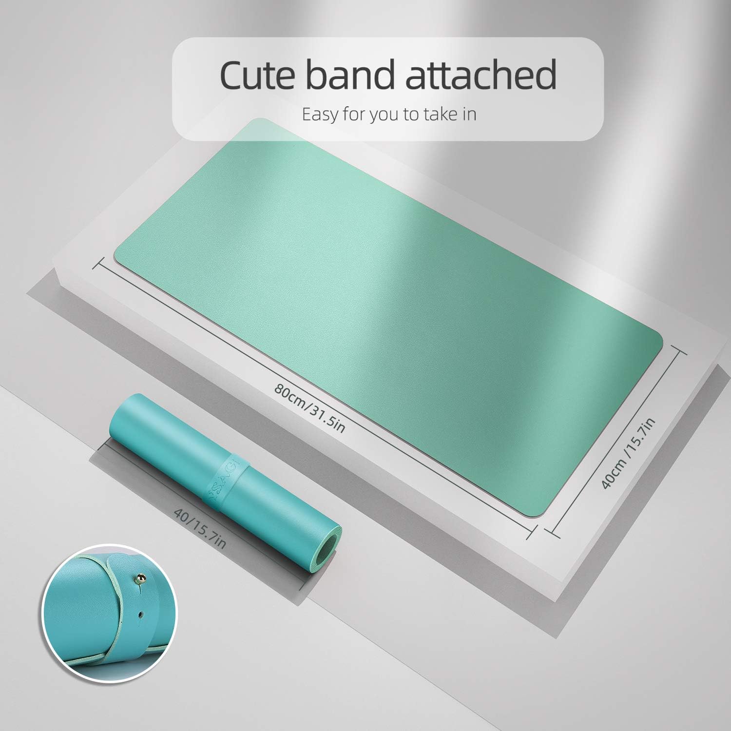 YSAGi Multifunctional Office Desk Pad, Ultra Thin Waterproof PU Leather Mouse Pad, Dual Use Desk Writing Mat for Office/Home (31.5" x 15.7", Calamine Blue+Cobalt Green) : Office Products