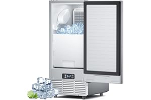 Lioncho Commercial Under Counter Ice Maker Machine 15" Wide, 85 lbs/Day,Stainless Steel Built-in Freestanding Ice Maker with 30 lbs Storage Bin, Under Cabinet Ice Machine for Home Commercial Use