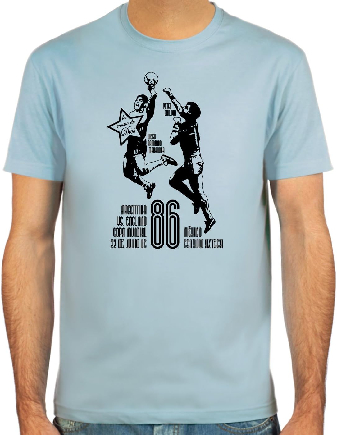 SpielRaum T-shirt, the Hand of God ::: Colour: skyblue, sand, white or deepred ::: Sizes: S-XXL (football)