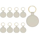 PATIKIL 9pcs Leather Keychain Blanks,50mm Sublimation Keychain Blanks PU Leather Key Chain Keyring with Rings,Round