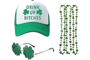 TPXIHAD St Patricks Day Hat for Men Women 5PCS Baseball Cap Trucker Hat Shamrock Necklace Glasses St Patty's Day Accessories