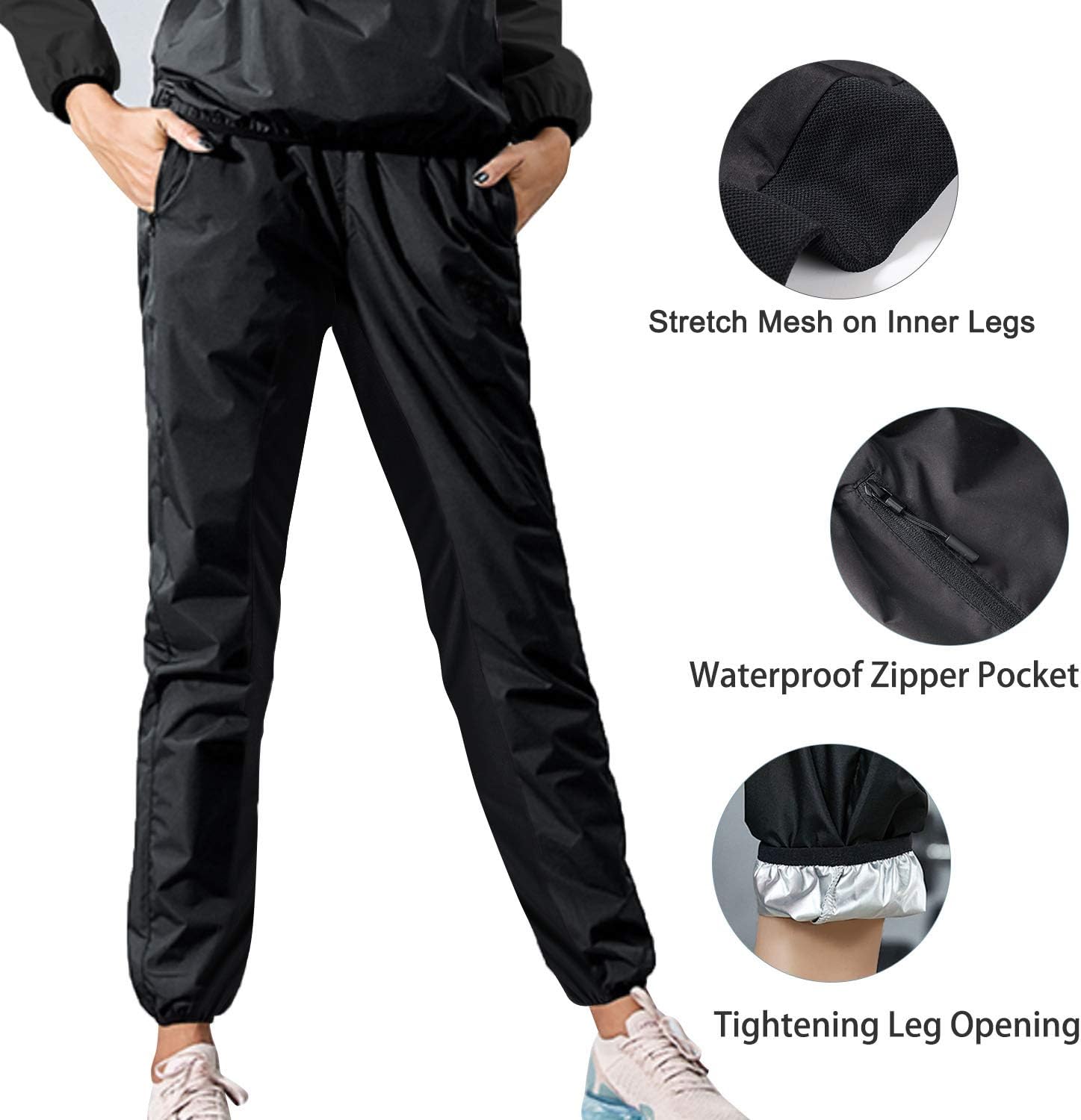 Junlan Sauna Suit for Women Sweat Sauna Jacket Gym Workout Sweat Pants Workout Suits for Women : Sports & Outdoors