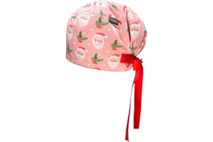 CALOMED Euro Style Scrub Cap for Women & Men with Ribbon Ties & Buttons, Head Cover for Long or Short Hair