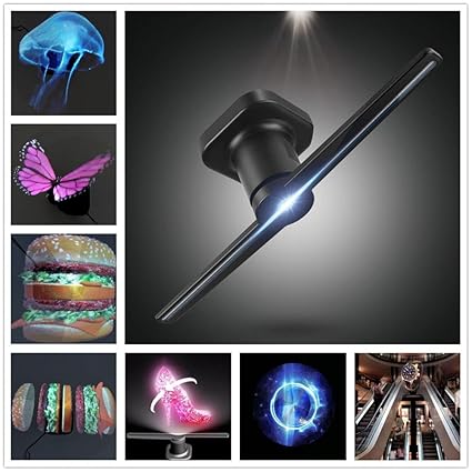 Etbotu Tragbarer LED Holographic Projektor Hologramm Spieler 3D Holographischer Anzeigen Fan einzigartiger Hologramm Projekto