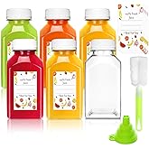 Leaflai Plastic Juice Bottles with Caps 6 pcs - 4oz Reusable Juice Containers with Tamper Proof Lids White - Clear Juicing Bottles for Milk Smoothie Drinking and Other Beverages Christmas Gifts
