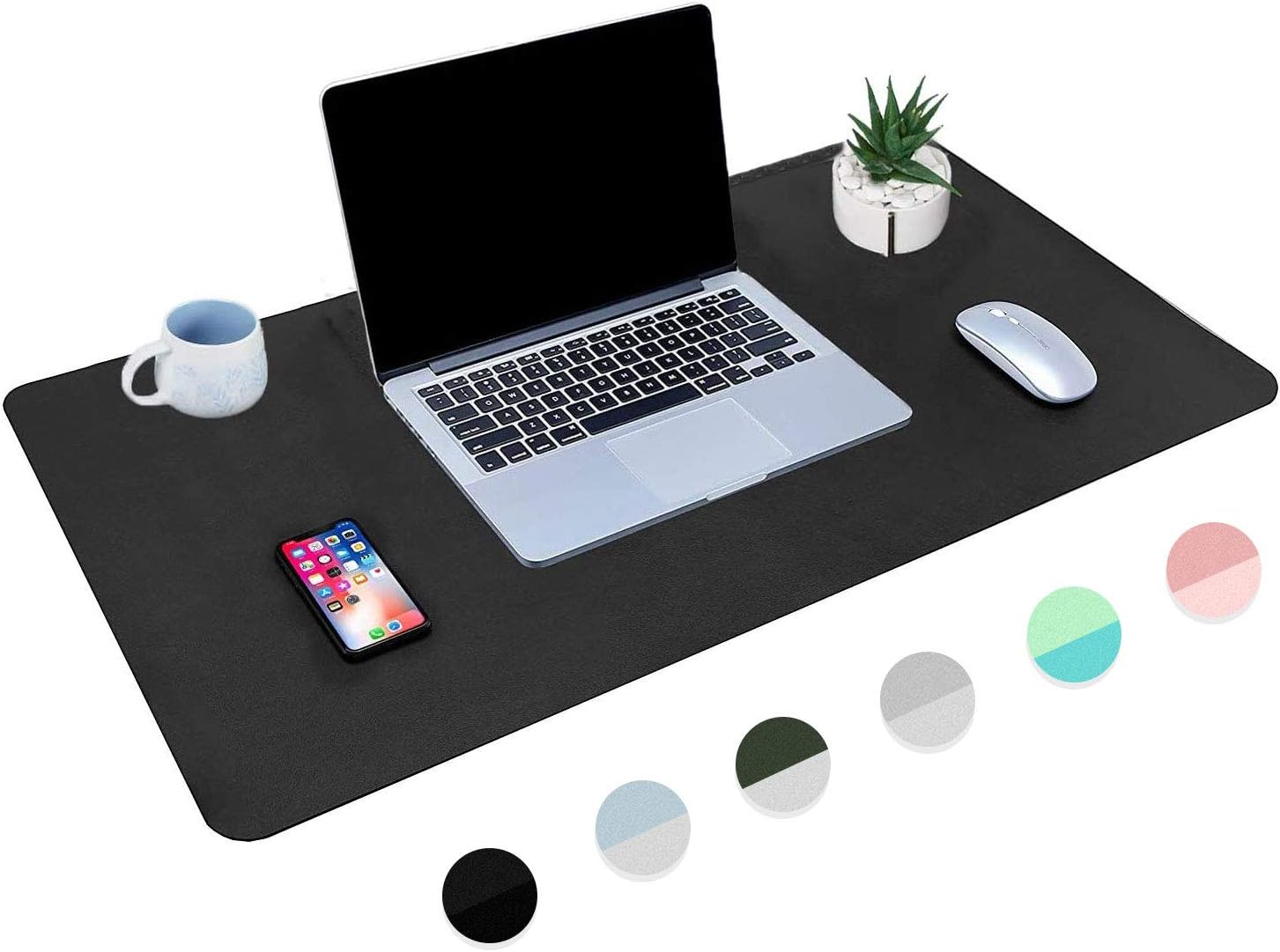 JOYIT 31.5" x 15.7" PU Leather Desk Pad Protector - Dual Sided Office Desk Mat, Non-Slip Desk Mouse Pad, Waterproof Desk Blotter Pad Keyboard mat for Desk : Office Products