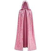 AGCOAH Deluxe Velvet Cape with Hood Women Adult Witch Hooded Cloak Halloween Cosplay Costumes