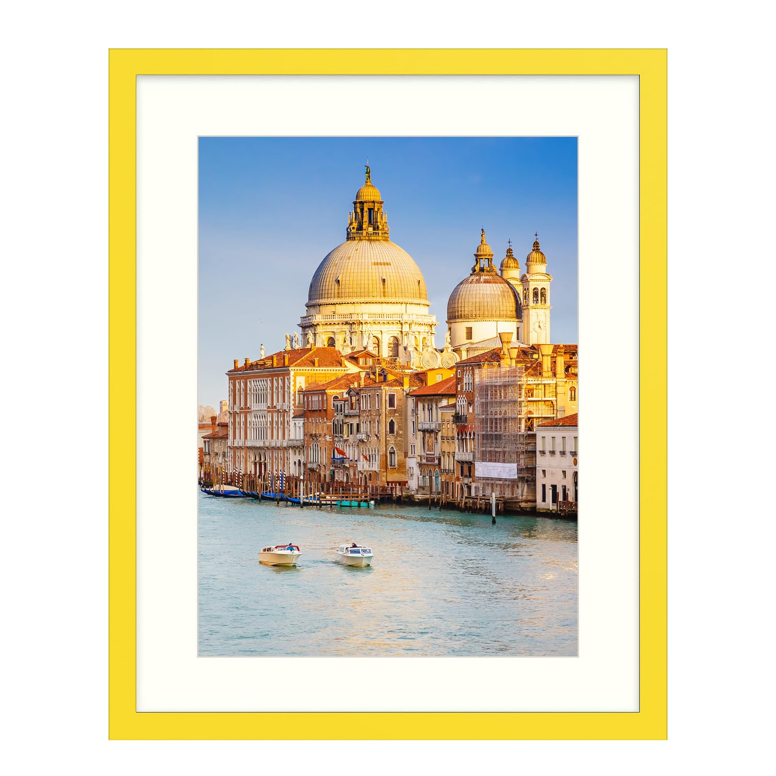 wyooxoo 20x24 Picture Frame Yellow Made of Solid Wood Photo Frames Display Pictures 16x20 with Mat or 20x24 Without Mat Colorful Frame For Horizontal Vertical Wall Mounting Image