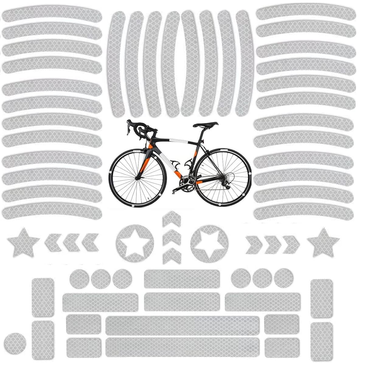 Tsathoggua Bicycle Reflectors Sticker Set, 66 Pieces Bicycle Rim Stickers, Reflectors Bicycle Stickers with Various Shapes, Light Stickers for Bicycles, Motorcycles, Pushchairs and More
