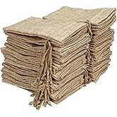 FASOTY Lot of 50 3.5x5 Inch Burlap Gift Bags with Drawstring Linen Jewelry Pouches Jute Burlap Sacks for Wedding Favors Party Gifts, DIY Craft, Coffee, Valentine, Holiday Gift Bags
