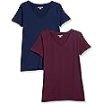 Amazon Essentials Women's Classic-Fit Short-Sleeve V-Neck T-Shirt, Multipacks