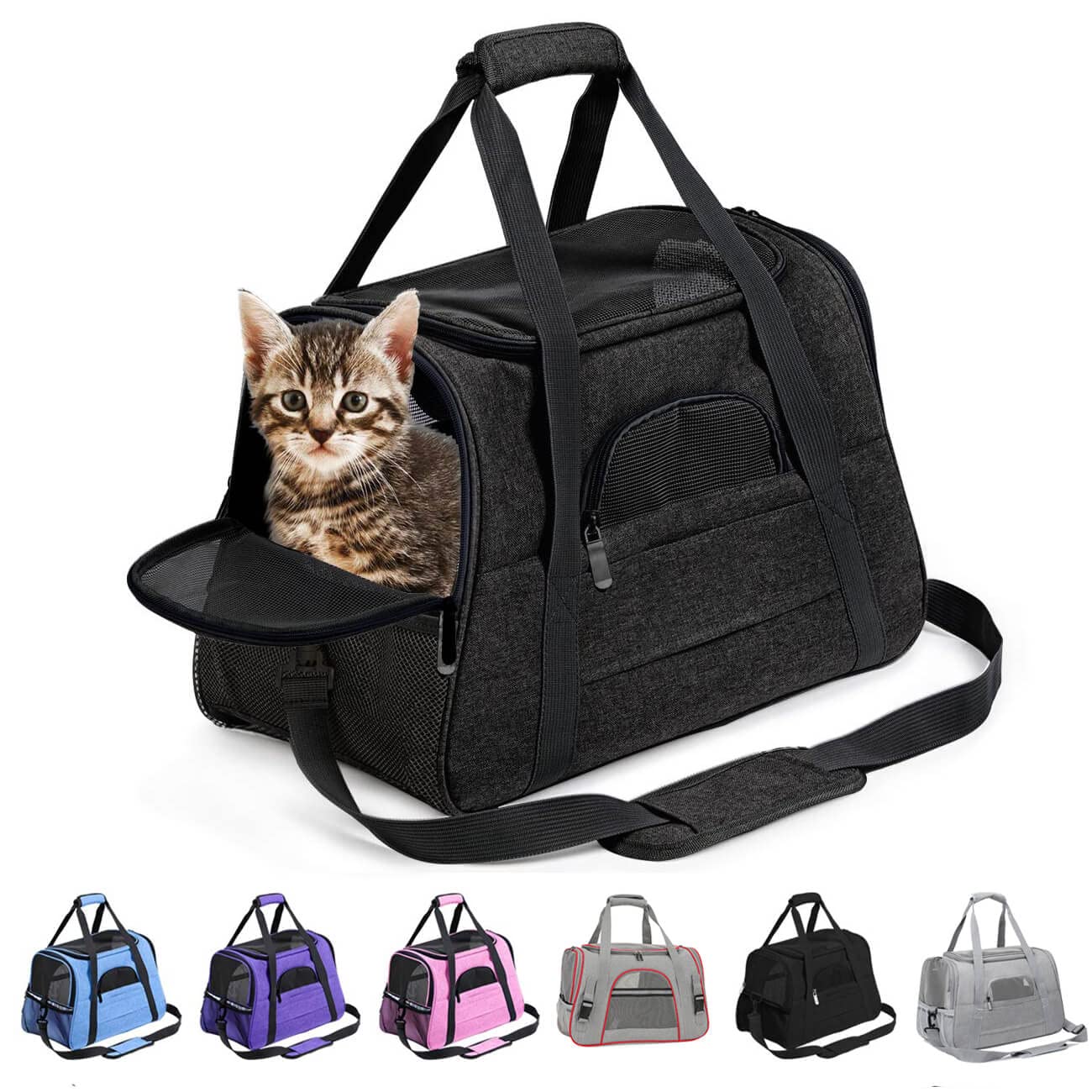 KJSXUUE Dog Carrier, Dog Crates Medium Size, Pet Carrier, Airline Approved Pet Carriers,Soft Sided Collapsible Pet Travel Carrier for Medium Cats and Puppy (black)