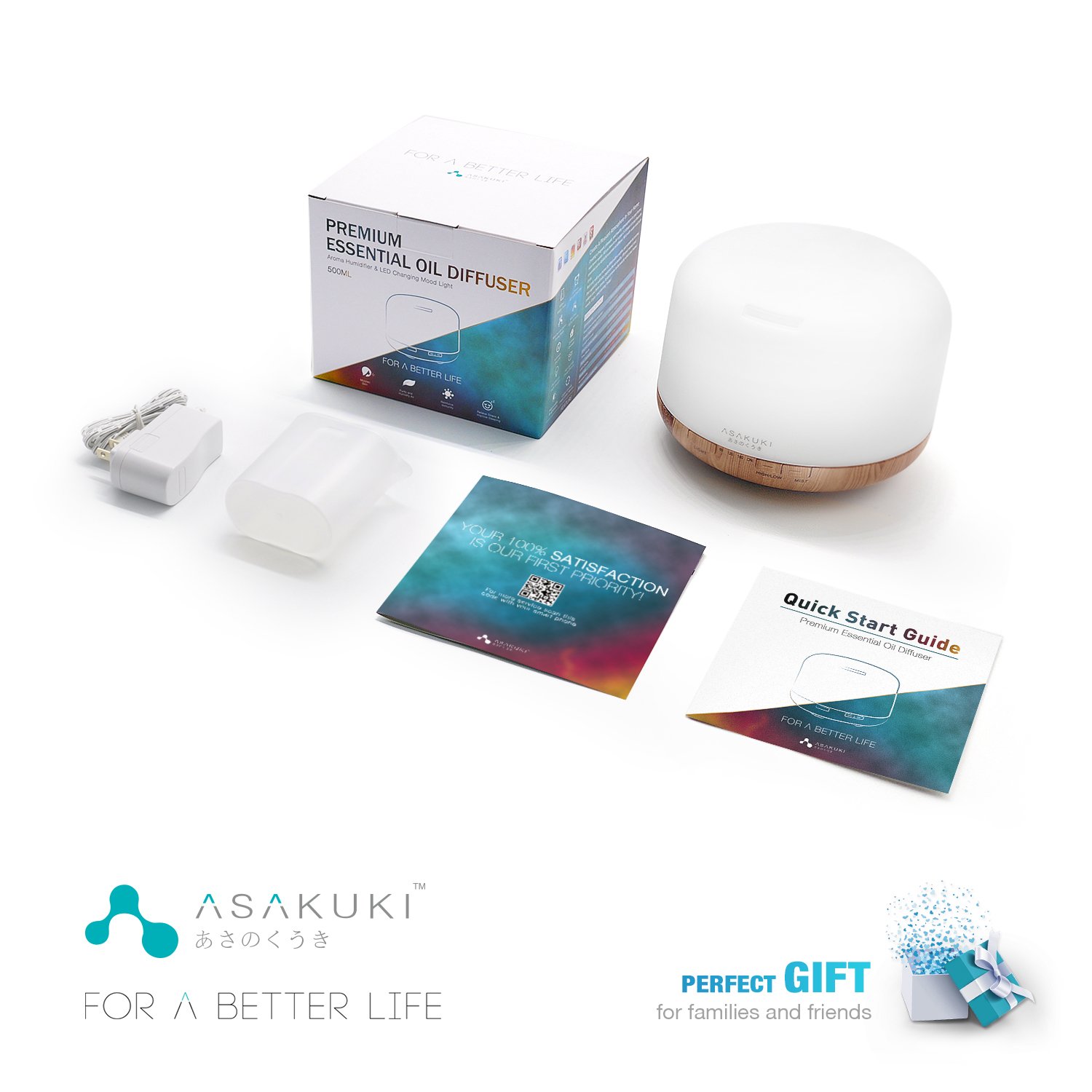 ASAKUKI 500ml Premium, Essential Oil Diffuser, 5 in 1 Ultrasonic Aromatherapy Fragrant Oil Humidifier Vaporizer, Timer and Auto-Off Safety Switch: Health & Personal Care