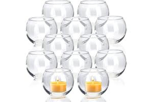 Volens Clear Votive Candle Holders Set of 12, Glass Tealight Candle Holder Bulk for Wedding Decor and Home Decor