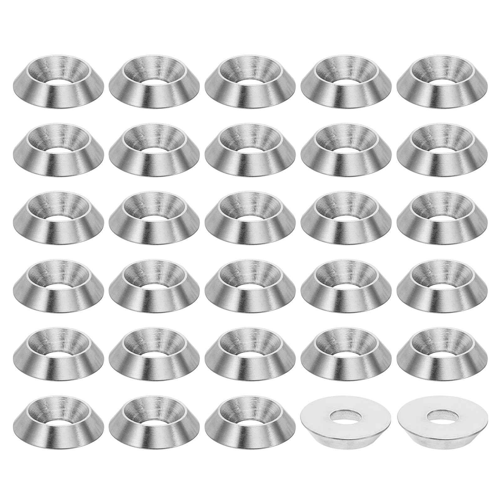 PATIKIL M5 Finish Countersunk Washer, 50pcs 16mm Dia. 3.5mm Tall Solid 304 Stainless Steel CNC Cup Washer Flat Screw Head Gasket for Constructions, Taper