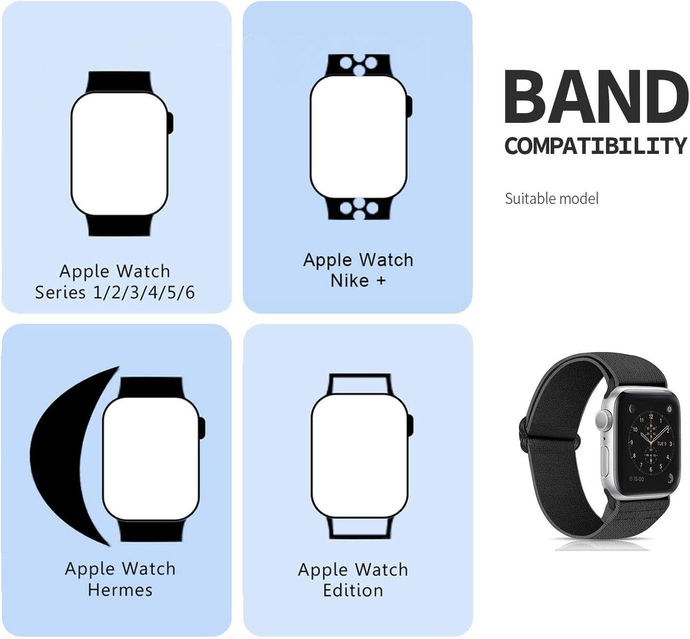 Ecogbd Elastic Replacement Strap Compatible with Apple Watch - Image 4