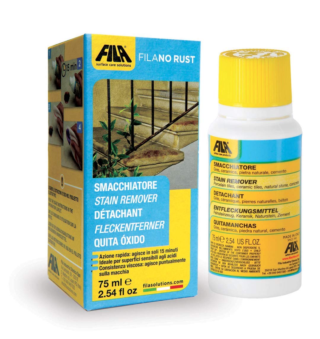 FILA, NoRust, Stain Remover, Removes Rust from Marble, Granite, Natural Stone, Agglomerates, Porcelain Tiles, Terracotta and Concrete, 75ml