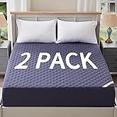 BEDLORE 2 Pack Waterproof Mattress Protector, Full Size Pad with Deep Pocket 6"-15" Depth, Soft Breathable Dirt Proof Single Bed Mattress Cover for Bedroom, Dorm Room (Navy Blue)