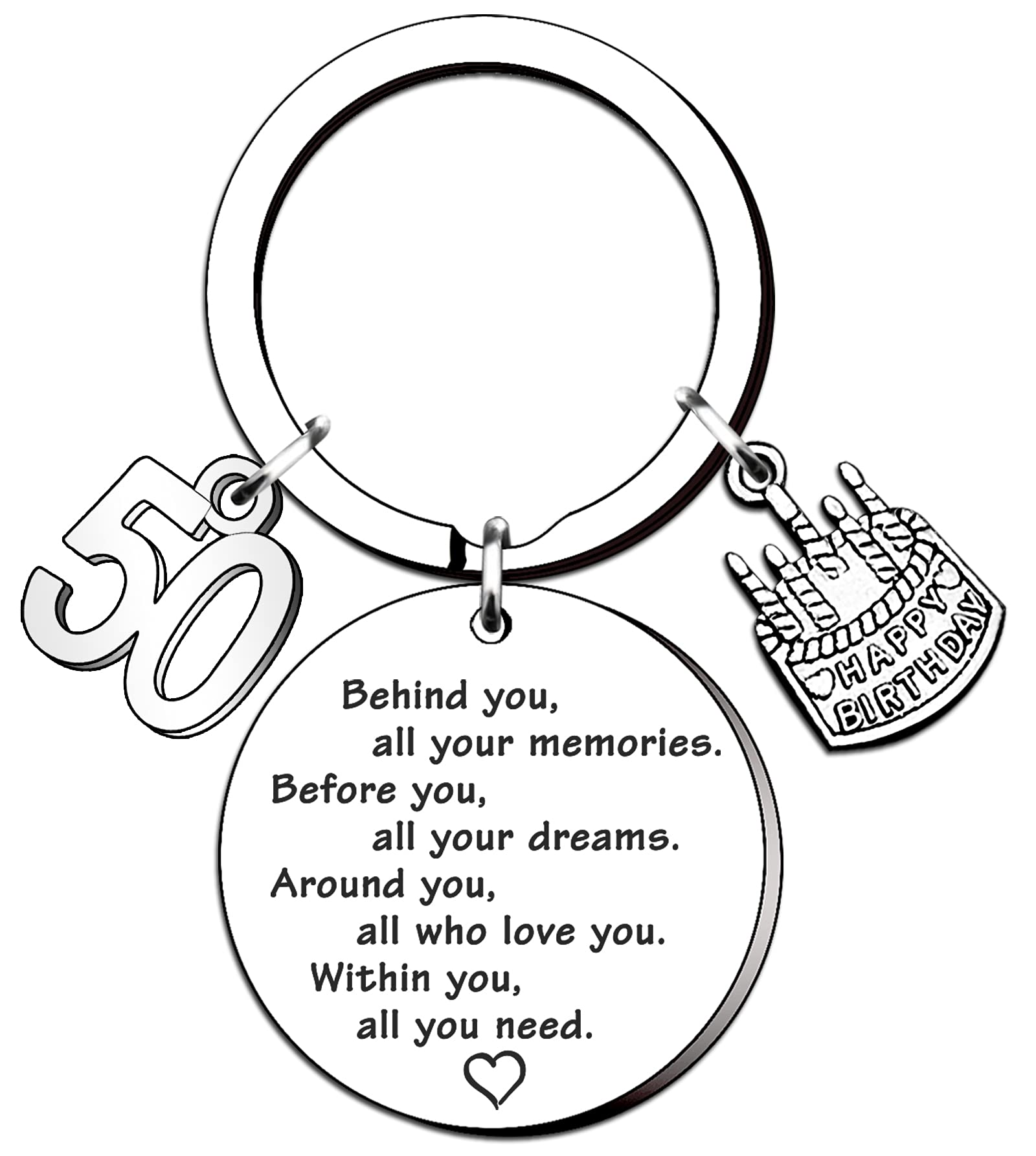 TTOVEN 50th Birthday Gifts Birthday Keyring for Women Men Gifts Inspirational Keyring Gifts for Mum Dad Sister Brother Best Friend Christmas Gifts-Behind You All Your Memories (50th)