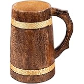 GoCraft Handmade Wooden Beer Mug | Camping Travel Outdoor Mugs for Men | Tea Coffee Cup with Handle | Craft Tankard Drinking Stein