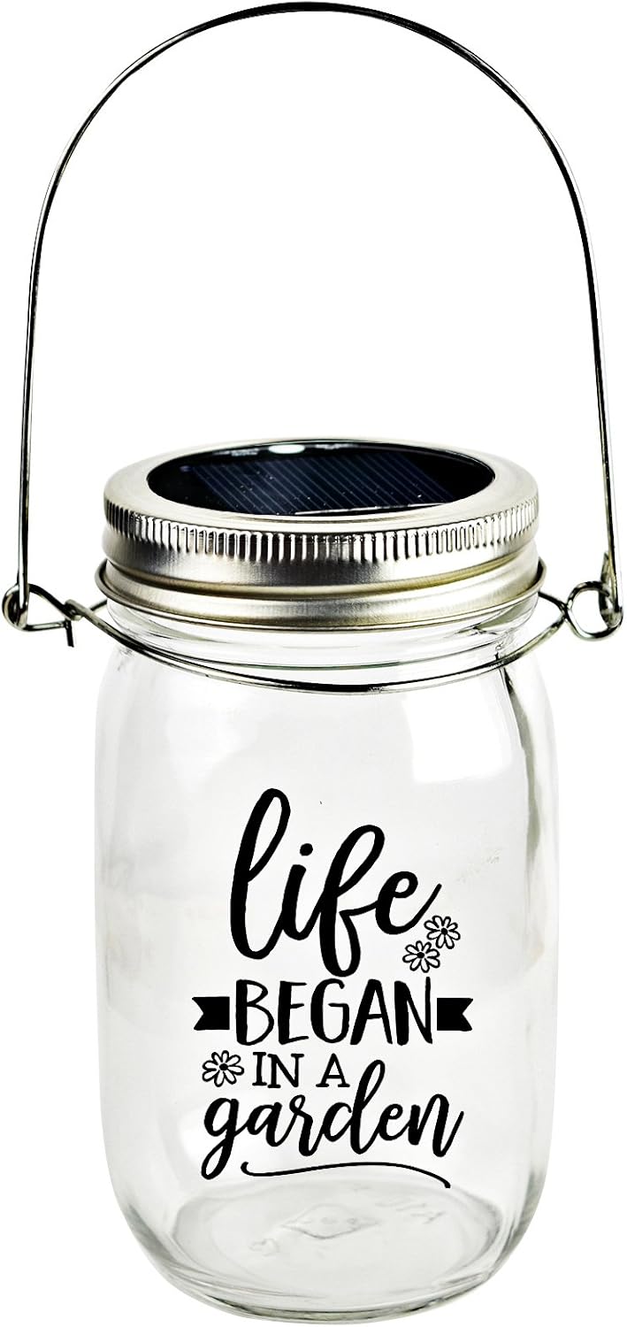 Dexsa Solar Canning Jar LED Light - Automatic and Safe, Illuminates Using Solar Power, Solar Panel, LED Glow | Modern Farmhouse | Life Began in a Garden