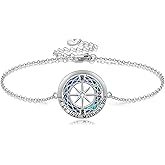 HUKKUN Compass Bracelet Sterling Silver Celtic Knot Abalone Shell Bracelet Jewelry Gifts for Women