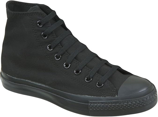 Black High Top Ankle Boots Canvas Baseball Trainers Womens Mens Plimsolls Pumps Amazon.co.uk