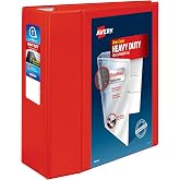 Avery Heavy-Duty View 3 Ring Binder, 5" EZD Rings, 1 Red Binder | For Heavy School, Home and Office Use, Tear-Resistant Spine, DuraEdge Split-Resistant Sides, Clear Storage Pockets