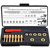TOMMARS 15-Piece Metric Thread Chaser Set, M6 M8 M10 and M12 | Thread Restorer Tool and Rethreading Repair Kit for Cleaning, Restoring and Repairing Damaged Metric Threads