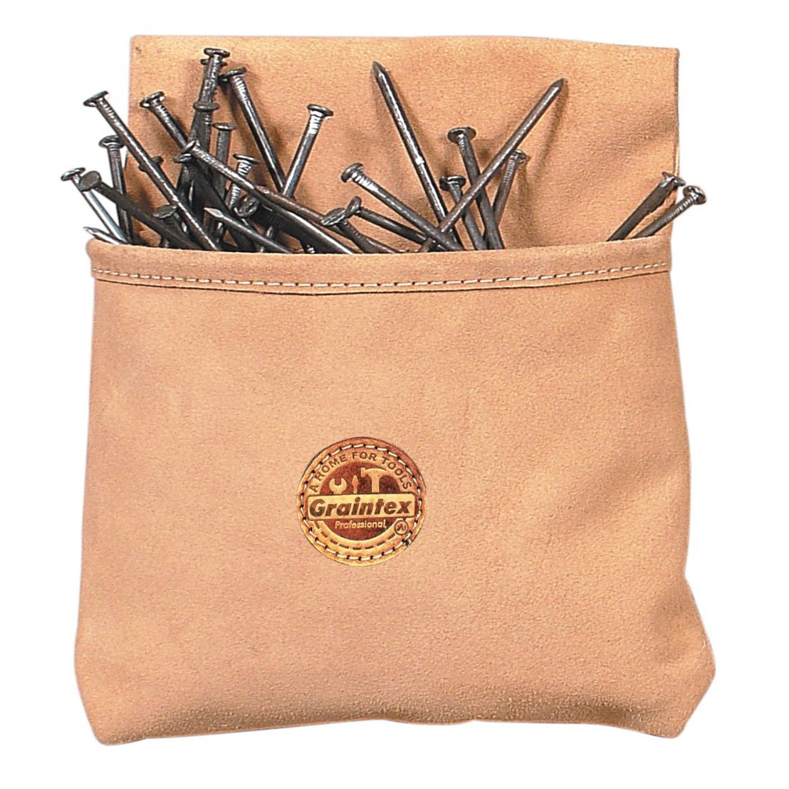 Graintex SS1050 1 Pocket Nail and Tool Pouch Beige Suede Leather for Constructors, Electrician's, Plumbers, Handymen