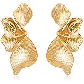 MURNA KARE Statement Flower Earrings for Women - Big Gold Flower Dangle Drop Earrings, Statement Floral Jewelry | Chunky Jewelry | Gifts for Her