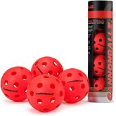 Mint Sport Cannonballz 26-Hole Indoor Pickleballs, USA Pickleball Approved | 26-hole design, bright Fluorescent Ember color and two-piece injection-molded construction