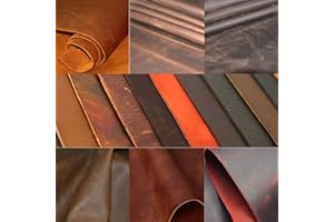 JZBVAN Leather Scraps Pieces for Crafting and Jewelry, Crazy Horse Leather 6 Pieces Per Pack, Genuine Cowhide Leather Sheets Squares Hides 1.5-2.2MM Thick (8“x 12", Leather Scraps/Crazy Horse Leather)