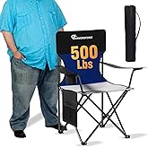 DIAMONDFORGE Oversized Folding Camping Chair, 500lbs Bearing Capacity Portable Lawn Camping Chair for Adult, Outdoor Camping Chair with Wider Cup Holder and Side Pocket for Hiking Fishing Sports