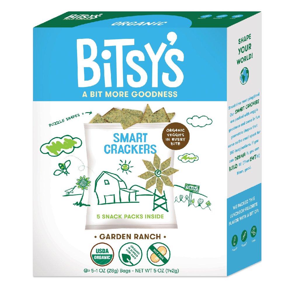 Bitsy's Organic Smart Crackers Snackpacks, Garden Ranch