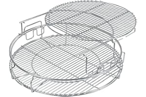 BURLY GRILL 5 Piece Replacement Kit for Big Green Egg XL, Rack for Eggspander 5 Piece Kit Conveggtor Basket 304 Stainless Steel Grill Stack Rack with Removable Cooking System Expander Rack