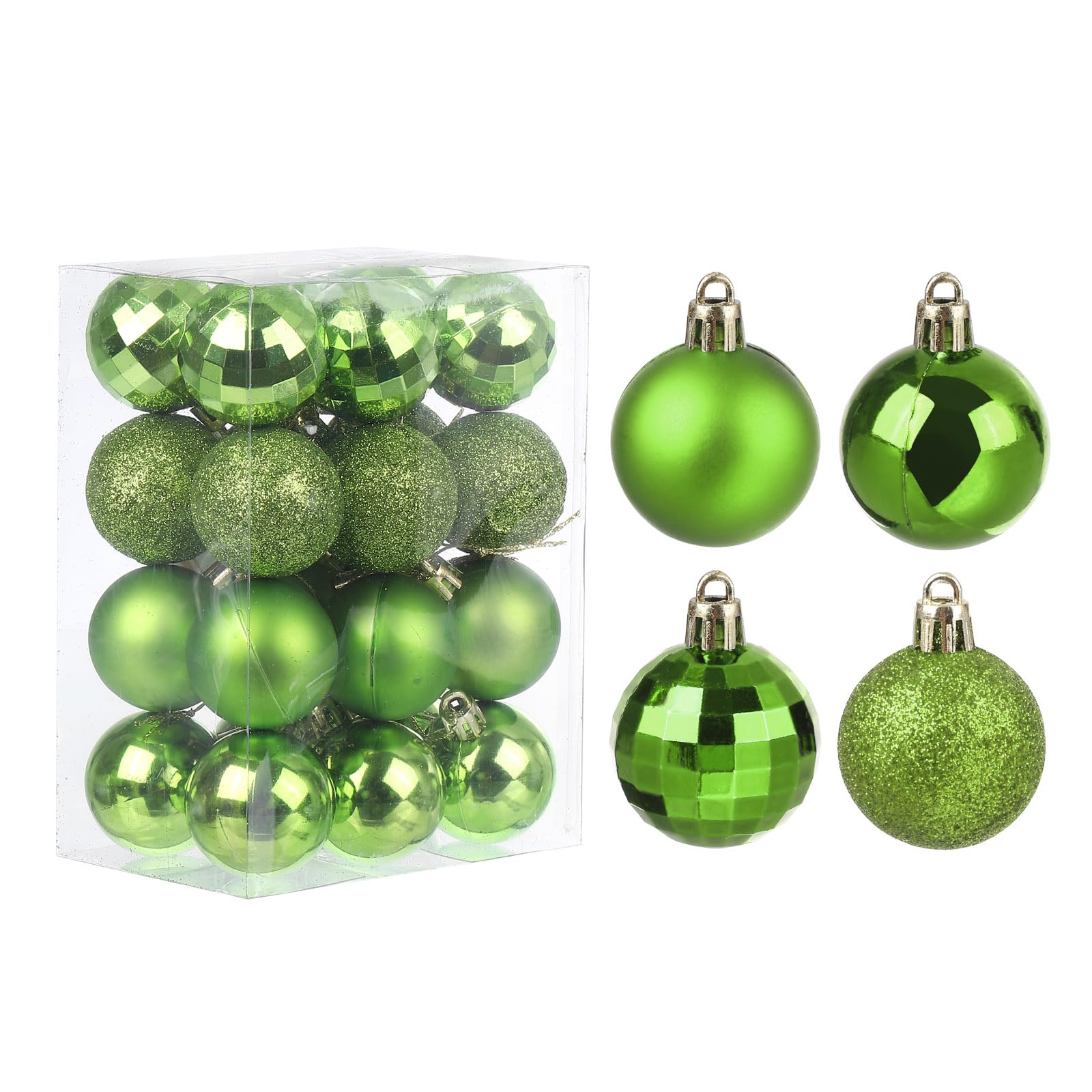 uxcell 24Pcs Light Green 1.57 Inch Christmas Balls Ornaments Shatterproof Ornaments Hanging Baubles for Xmas Trees, Wedding, Party Decorations